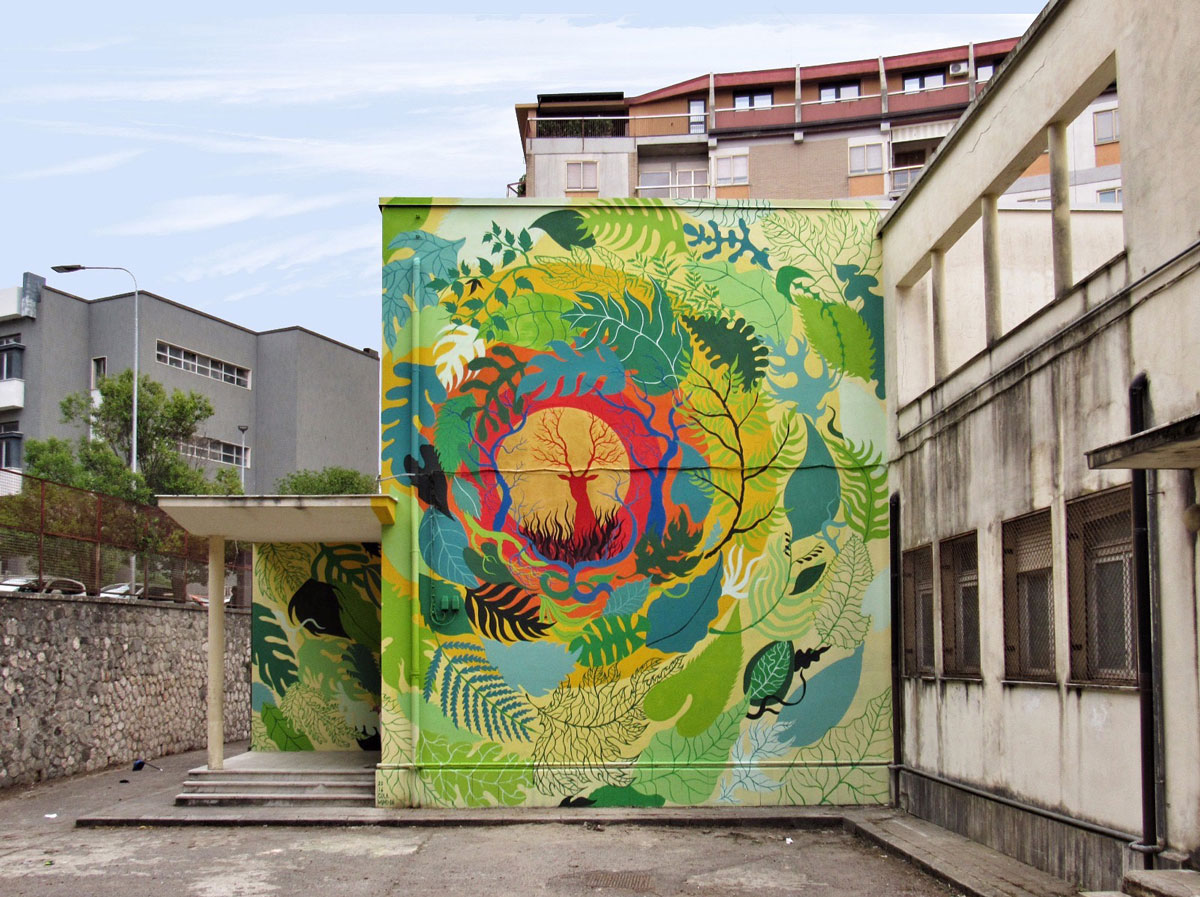 gola hundun artist street art nature vegetation flowes
			plants public art3